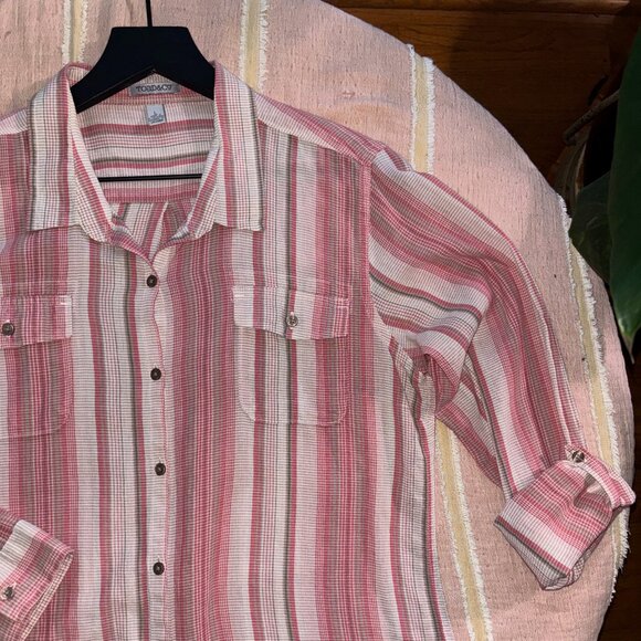 Toad&Co Tops - TOAD & CO Women's Striped Long Sleeve Button Up Shirt Outdoor Gauze ORGANIC